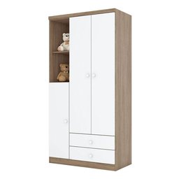 Cômoda e Guarda Roupa Infantil Pique-esconde Rústico Branco - Henn - 3