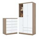 Ver imagem 1 de Cômoda e Guarda Roupa Infantil Pique-esconde Rústico Branco - Henn