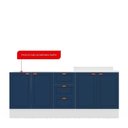 Ver imagem 5 de Cozinha Pérola com Rodapé 2 Peças Balcão 3 Gavetas 2 Portas e Balcão 2 Portas Yescasa Azul/Branco
