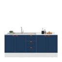 Ver imagem 3 de Cozinha Pérola com Rodapé 2 Peças Balcão 2 Gavetas 3 Portas e Balcão 2 Portas Yescasa Azul/Branco