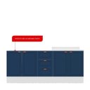 Ver imagem 5 de Cozinha Pérola com Rodapé 2 Peças Balcão 2 Gavetas 3 Portas e Balcão 2 Portas Yescasa Azul/Branco