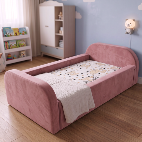 Cama Baby Soft de Espuma Montável e Desmontável com Colchão:Rosa