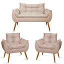 Ver imagem 1 de Kit Namoradeira Opala + 2 Poltronas para Sala Balaqui Decor Cor:bege