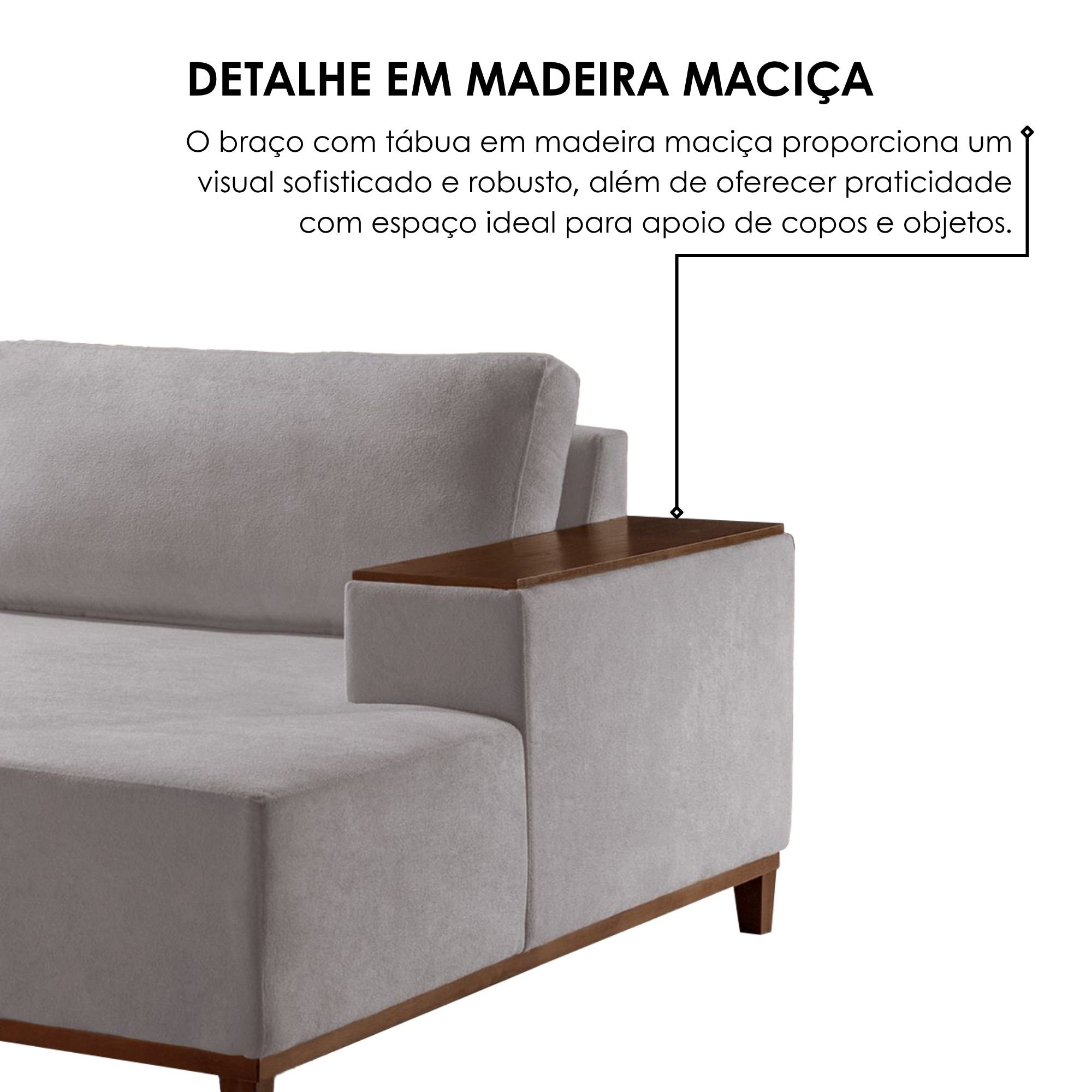 Sofá Grécia 4 Lugares com Chaise Linho 2,90M - 8