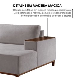 Sofá Grécia 4 Lugares com Chaise Linho 2,90M - 8