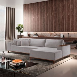 Sofá Grécia 4 Lugares com Chaise Linho 2,90M