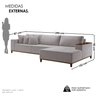 Sofá Grécia 4 Lugares com Chaise Linho 2,90M - 4