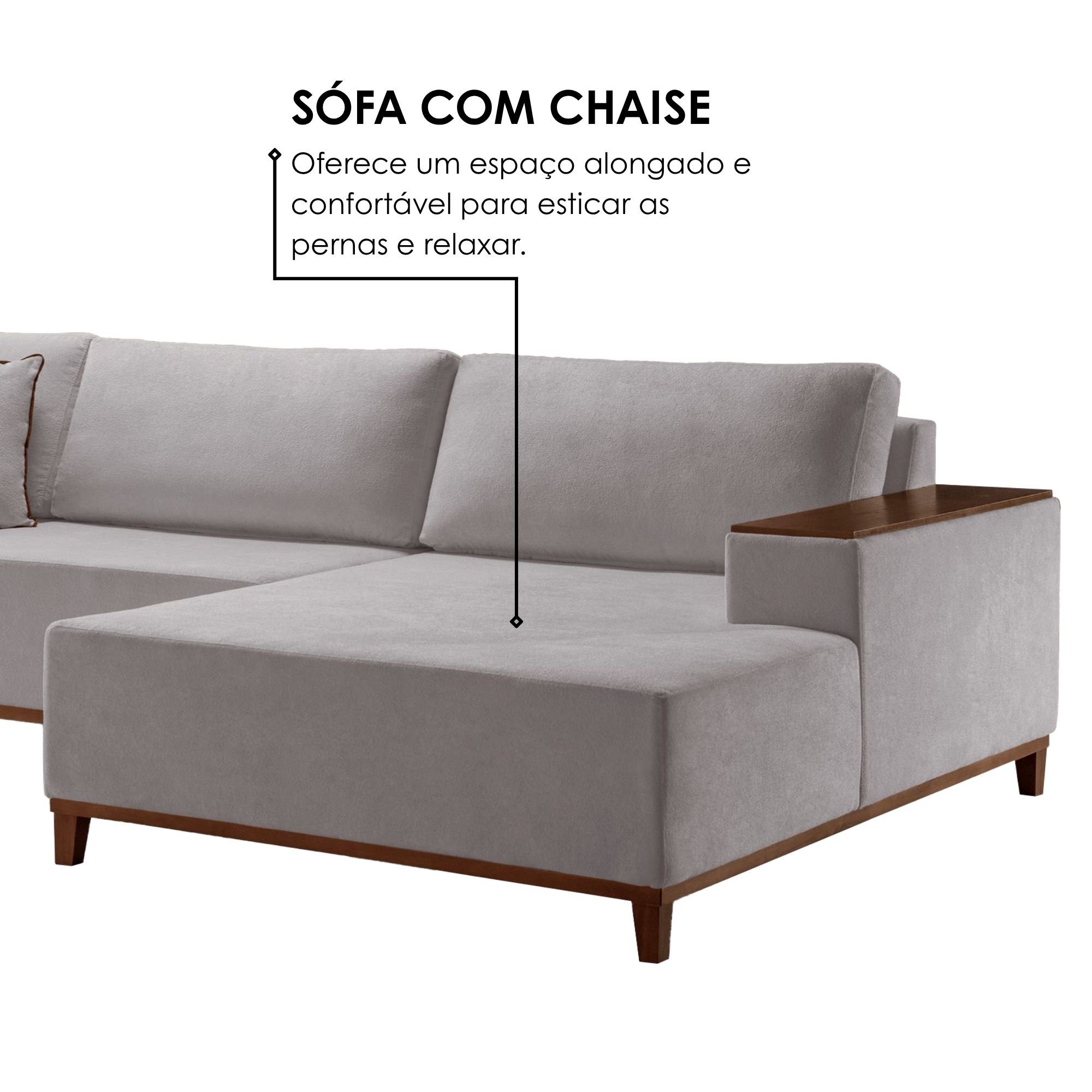 Sofá Grécia 4 Lugares com Chaise Linho 2,90M - 5
