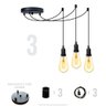 Lustre Aranha com 3 Pendentes (2m Cabo Preto + Soquetes + Canopla) - 7