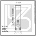 Ver imagem 3 de Lustre Aranha com 3 Pendentes (2m Cabo Preto + Soquetes + Canopla)