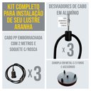 Ver imagem 2 de Lustre Aranha com 3 Pendentes (2m Cabo Preto + Soquetes + Canopla)