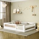 Ver imagem 1 de Cama Montessoriana Infantil Space Casal com Rattan e Grade de Segurança Casatema MadeiraOriginals Branco