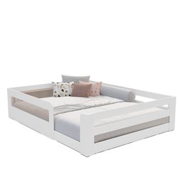 Cama Montessoriana Infantil Space Casal com Rattan e Grade de Segurança em Mdp Casatema - 2