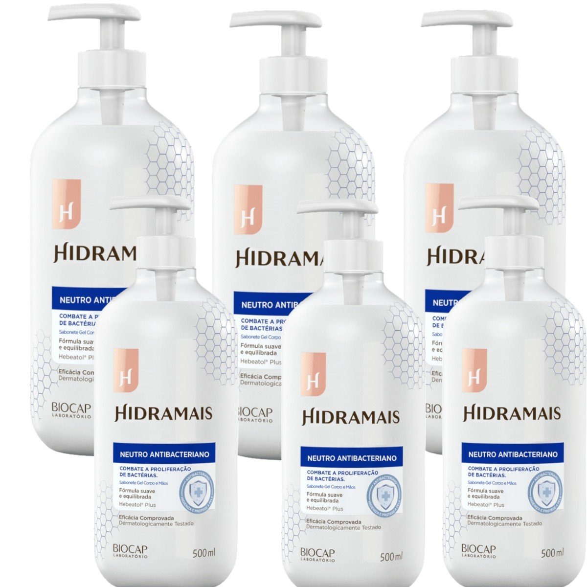 Kit 6 Sabonete Gel Neutro Antibacteriano 500 Ml Hidramais 13794 - 1