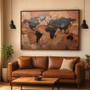 Ver imagem 2 de Quadro Mapa Mundi Terracota e Grafite Metálico 123x83cm