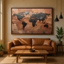 Ver imagem 1 de Quadro Mapa Mundi Terracota e Grafite Metálico 123x83cm