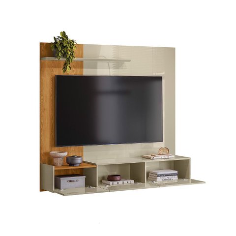 Painel para TV até 65 Polegadas 3 Portas 153cm Astro MDP Cumaru/Opala Sala Suspenso