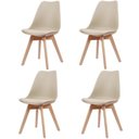 Ver imagem 2 de Kit 4 Cadeiras de Jantar Leda Nude Assento Estofado PU Madeira