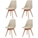 Ver imagem 1 de Kit 4 Cadeiras Leda Joly Rivatti Polipropileno Nude Base Madeira