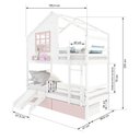 Ver imagem 3 de Beliche Casinha com Janela 02 Gavetas Rosa com Escada/ Escorregador e Grade de Proteção Madeira
