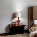 Ver imagem 5 de Abajur Pequeno para Quarto Luminária de Mesa Marrom Petra com Cúpula 53x25 Cm