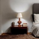 Ver imagem 4 de Abajur Pequeno para Quarto Luminária de Mesa Marrom Petra com Cúpula 53x25 Cm