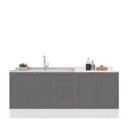 Ver imagem 3 de Cozinha Pérola com Rodapé 2 Peças Balcão 2 Gavetas 3 Portas e Balcão 2 Portas Yescasa Cinza/Branco