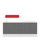 Ver imagem 5 de Cozinha Pérola com Rodapé 2 Peças Balcão 3 Gavetas 2 Portas e Balcão 2 Portas Yescasa Cinza/Branco