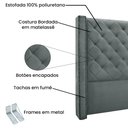 Ver imagem 5 de Kit Cabeceira e Calçadeira Recamier Queen 1,60m Vicenza Veludo Cinza Grafite - Pallazio