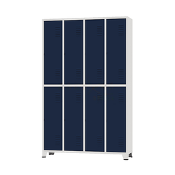 Armário Roupeiro de Aço para Vestiário 8 Portas Locker Azul Marinho com Chave - 1