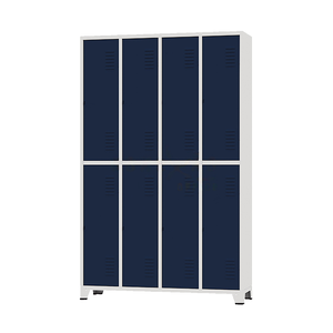 Armário Roupeiro de Aço para Vestiário 8 Portas Locker Azul Marinho com Chave