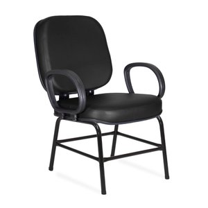 Cadeira Escritório Obeso Plus Size Pé Fixo Couro Liso:Preto