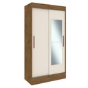 Ver imagem 2 de Guarda-roupa Solteiro Lyon 2 Portas 2 Gavetas com Espelho Off White/nogueira - Doripel Móveis