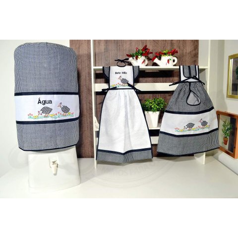kit de Cozinha 3 Peças - Galinha d' Angola Arte & Tear Jogo de Cozinha 3 Peças