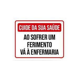 Placa Cuide Saúde Sofrer Ferimento Enfermaria 27X35