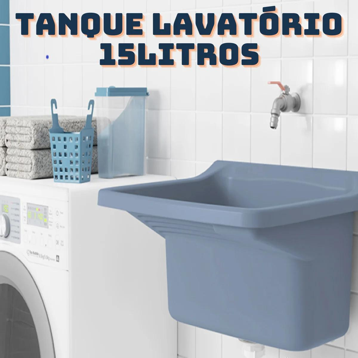 Kit Completo Tanque Cinza Lavatório Abs 15 Litros com Válvula Sifão e Parafussos para Fixação - 7