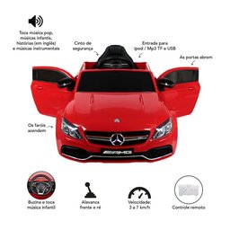 Carro Elétrico Infantil Bel Brink Mercedes-benz C63s 12v - Vermelho - 5