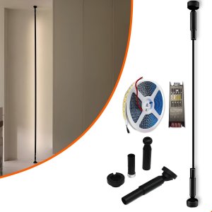 Kit Luminária Skyline Perfil Led Tensionado Moderno 3m Cor Skyline Preto - Branco Quente 110v/220v