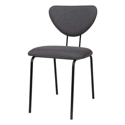 Cadeira de Jantar Estofada Design Industrial e Pés em Aço Vitta Preto/Linho Grafite