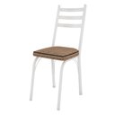 Ver imagem 3 de Kit 4 Cadeiras de Cozinha Luisiana Estampado Rattan Bege Pés de Ferro Branco - Pallazio