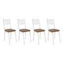 Ver imagem 1 de Kit 4 Cadeiras de Cozinha Luisiana Estampado Rattan Bege Pés de Ferro Branco - Pallazio