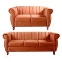 Ver imagem 1 de Conjunto Realeza 2 e 3 Lugares Cor:Veludo Terracota 400