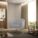 Ver imagem 1 de Poltrona Sala Decorativa Stella Pé de Aço Dourado Sintético D03 - D’Rossi