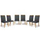 Ver imagem 1 de Kit com 6 Cadeiras Aurora Madeira Maciça Estofadas para Mesa de Jantar Linho Chumbo 406