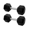 Par Halteres 10kg + 10kg Dumbbell Sextavado Emborrachado Pegada Cromada Gallant (gdb10f3b-pt) - 2