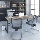 Ver imagem 3 de Mesa Kuadra Diretor 180x70x75cm Carvalho Dark - Est. Preta