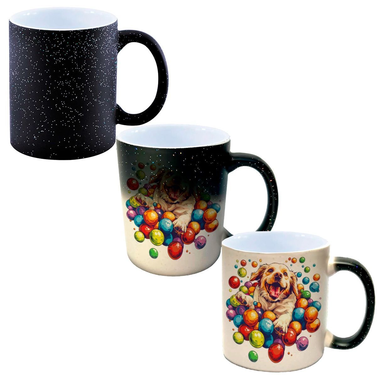 Caneca Mágica Glitter Muda de Cor Y2 Cachorro Dog Piscina Bolinha 3 - 1