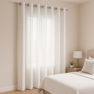 Cortina no Linho Flame com Forro Microfibra Branco (ilhós C) Lateral