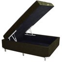 Ver imagem 1 de Cama Box Baú Casal Conjugado Ortopédico Suede Marrom 45x138x188