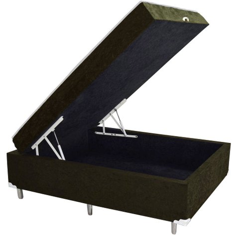Cama Box Baú Casal Conjugado Ortopédico Suede Marrom 45x138x188